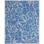 4' X 6' Blue And Ivory Floral Vines Distressed Area Rug