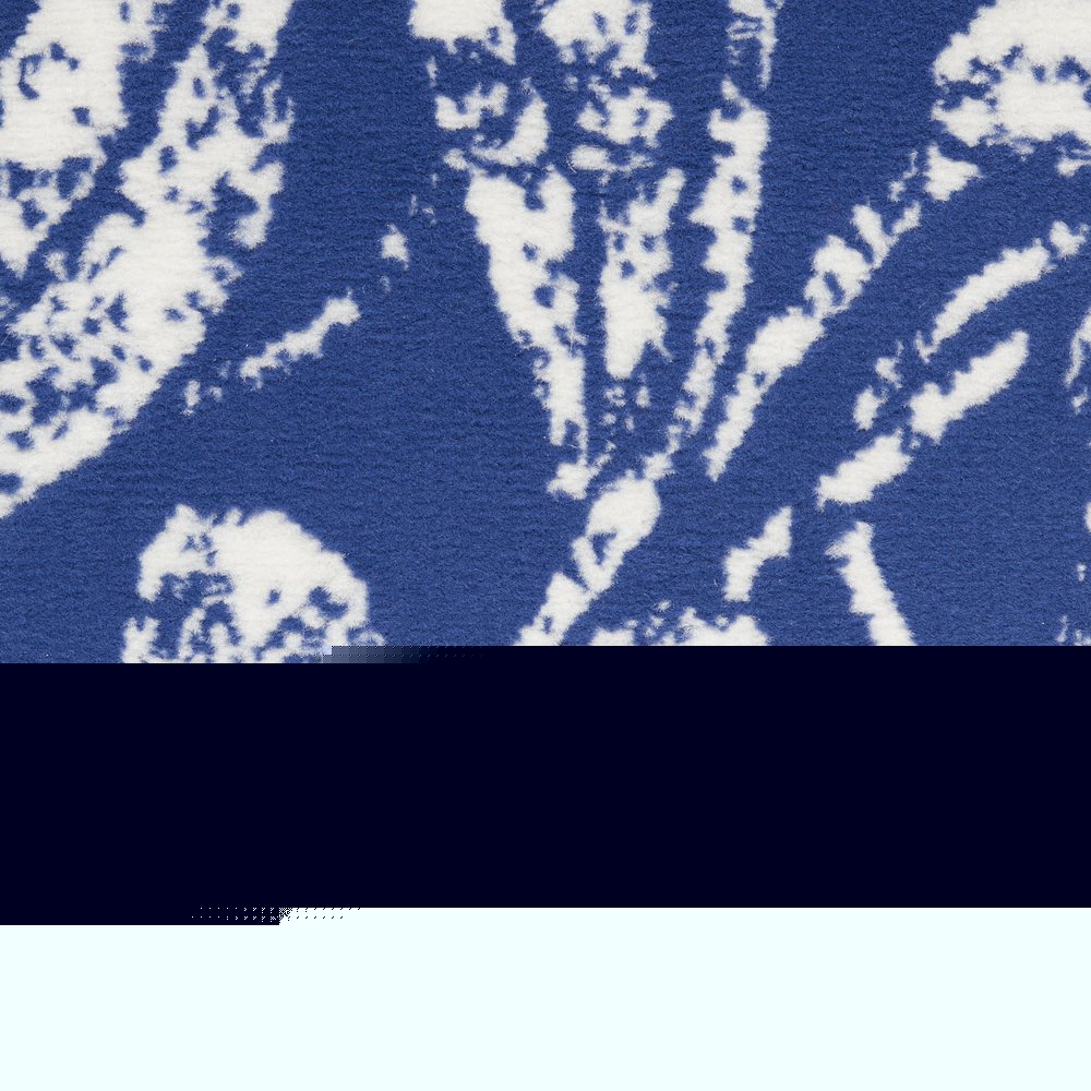 5' X 7' Ivory And Blue Floral Vines Distressed Area Rug