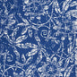 5' X 7' Ivory And Blue Floral Vines Distressed Area Rug