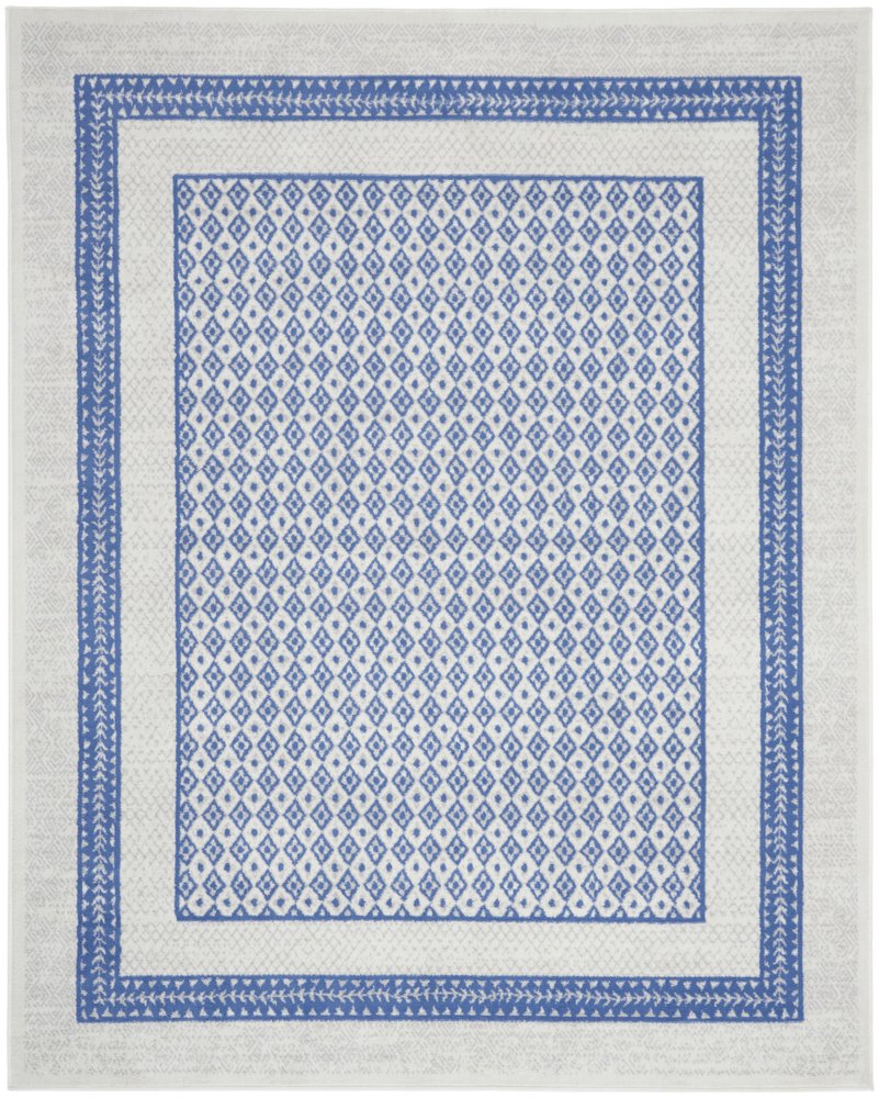 5' X 7' Ivory And Blue Ombre Distressed Area Rug