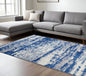5' X 7' Ivory And Blue Ombre Distressed Area Rug