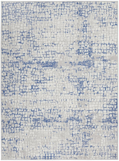 4' X 6' Blue And Gray Geometric Area Rug