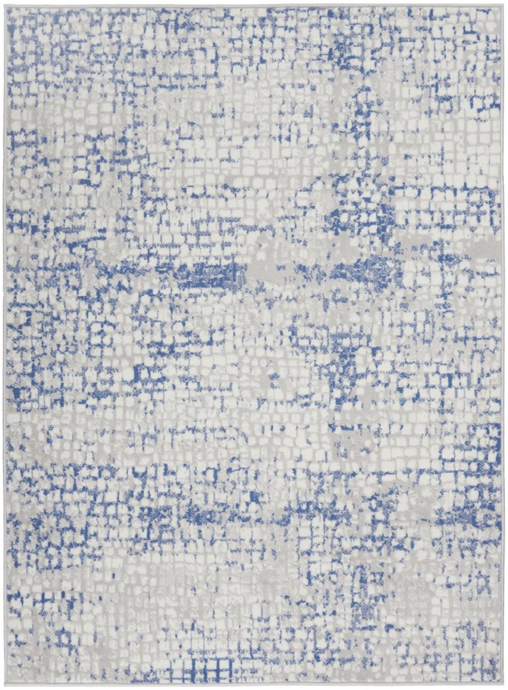 6' X 9' Blue And Gray Geometric Area Rug