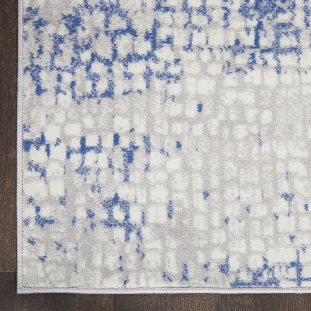 6' X 9' Blue And Gray Geometric Area Rug