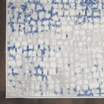 6' X 9' Blue And Gray Geometric Area Rug