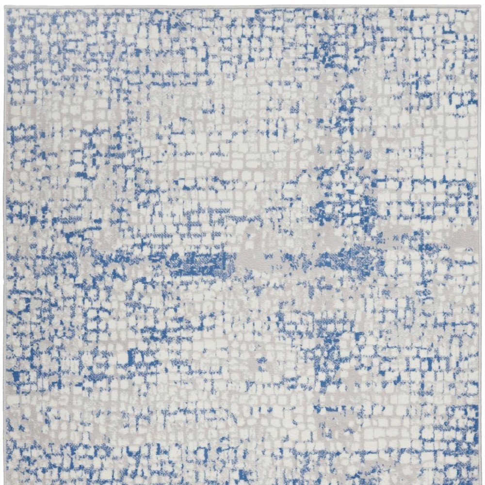 4' X 6' Blue And Gray Geometric Area Rug