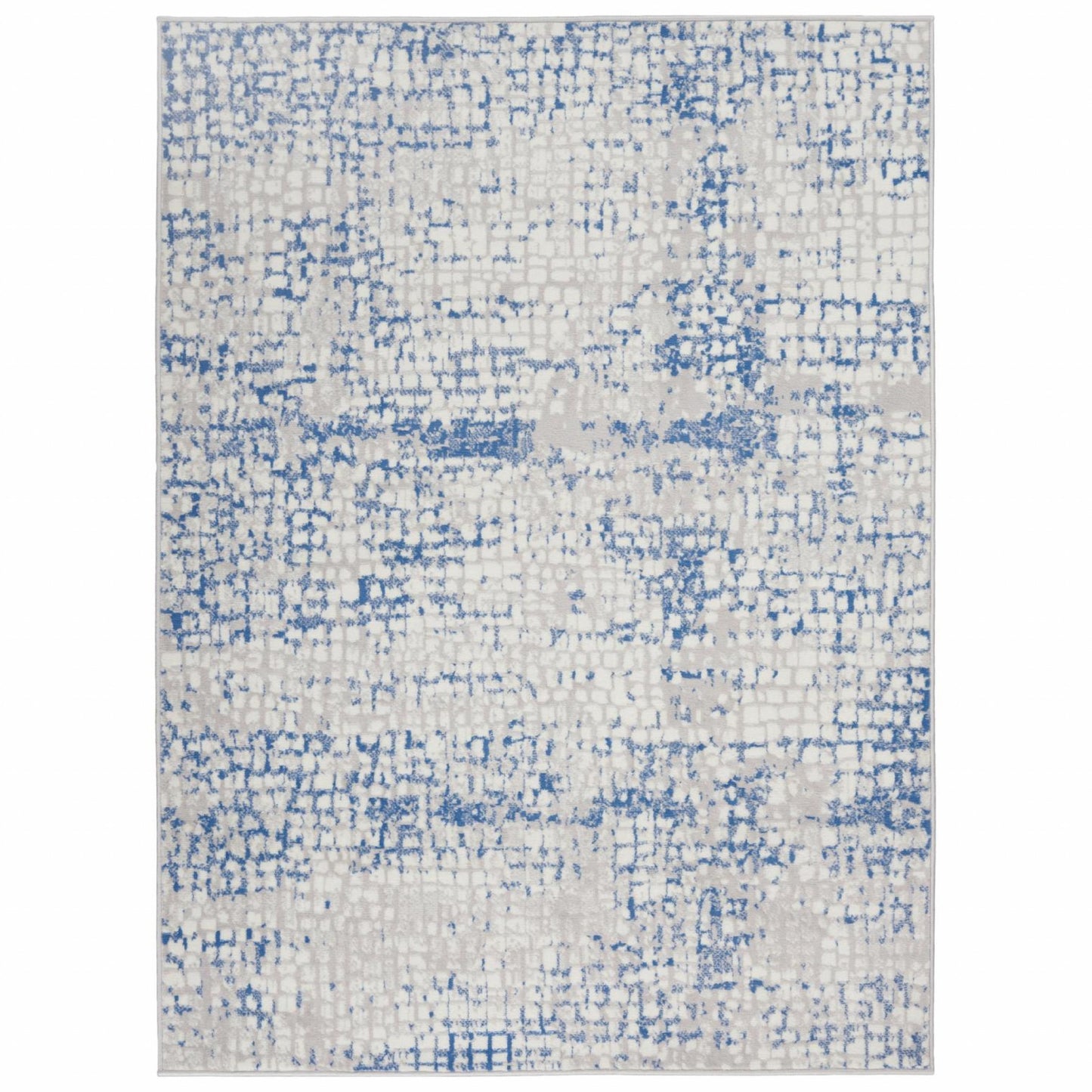 5' X 7' Blue Gray Abstract Dhurrie Area Rug