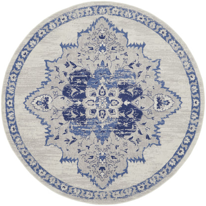 4' X 6' Ivory And Blue Geometric Area Rug