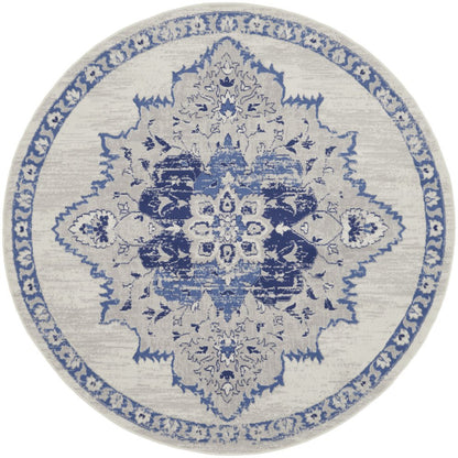 4' X 6' Ivory And Blue Geometric Area Rug