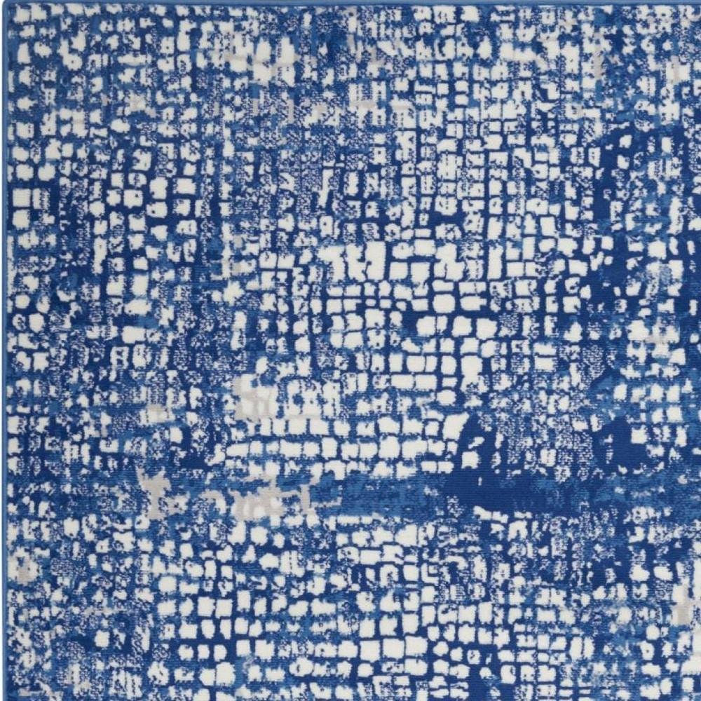 6' X 9' Ivory And Blue Geometric Area Rug