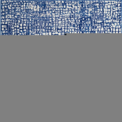 4' X 6' Ivory And Blue Geometric Area Rug