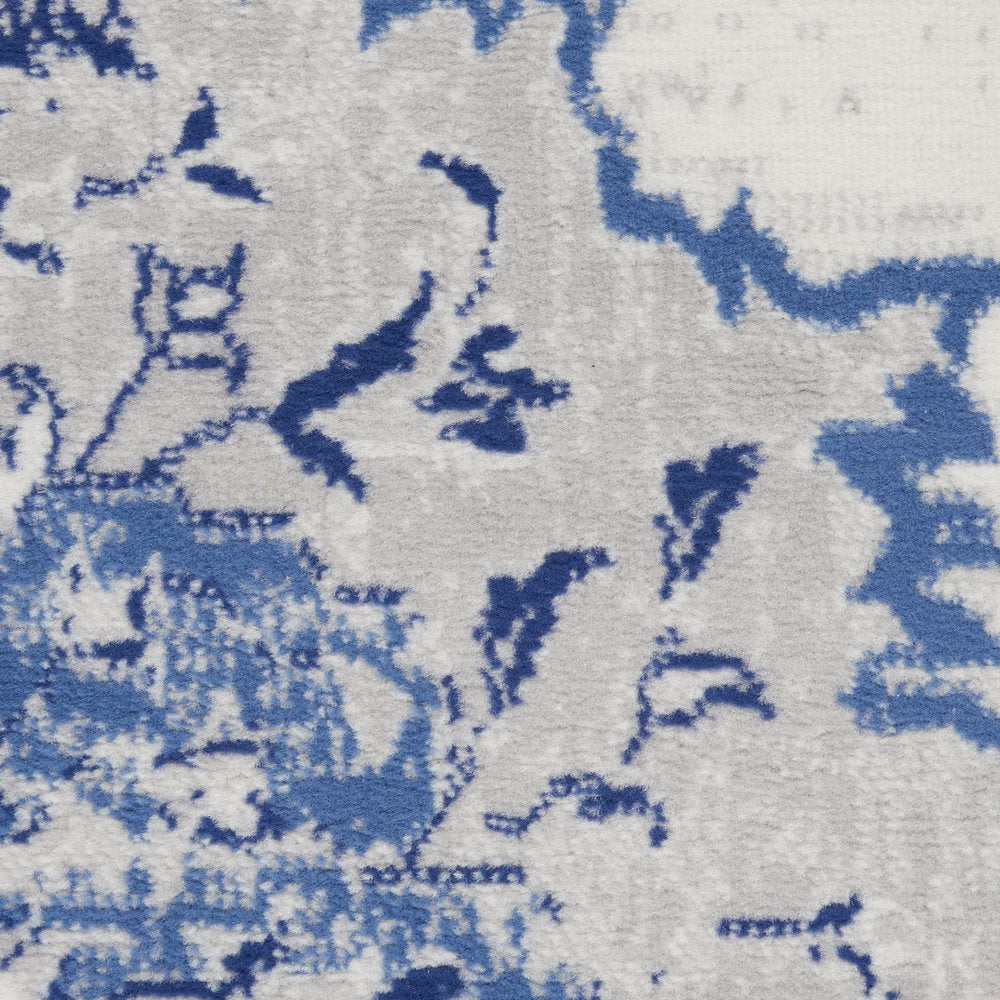 4' X 6' Ivory And Blue Geometric Area Rug