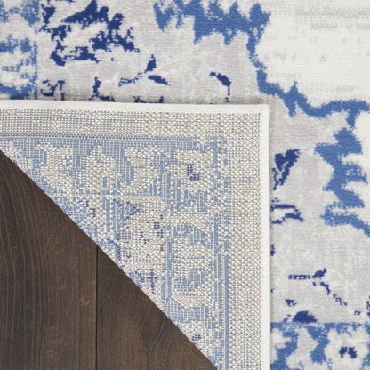 4' X 6' Ivory And Blue Geometric Area Rug