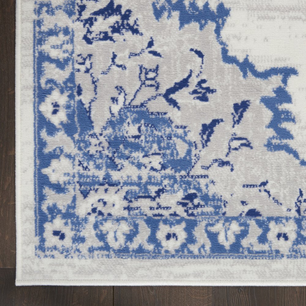 4' X 6' Ivory And Blue Geometric Area Rug