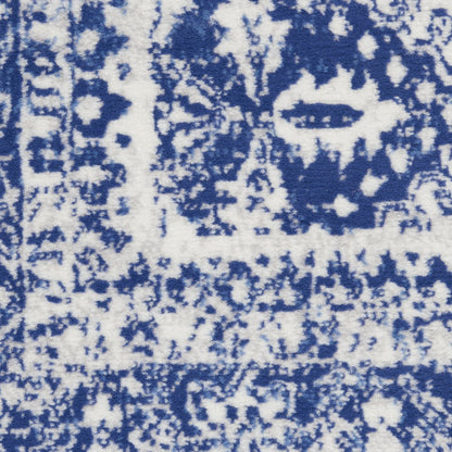 4' X 6' Ivory And Blue Geometric Area Rug