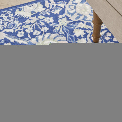 5' X 7' Ivory And Blue Floral Area Rug
