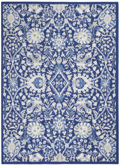 4' X 6' Ivory And Blue Floral Area Rug