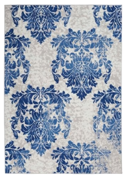 6' X 9' Navy Blue Floral Dhurrie Area Rug