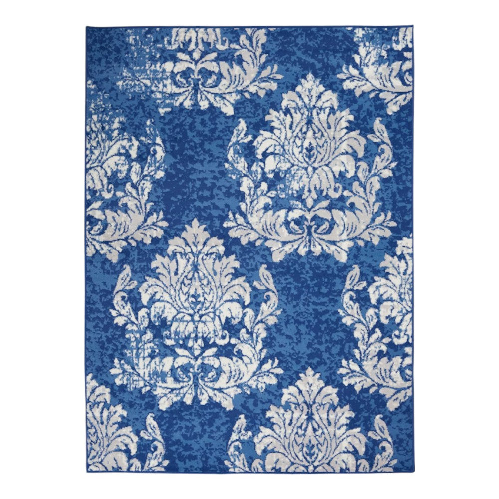 6' X 9' Navy Blue Floral Dhurrie Area Rug