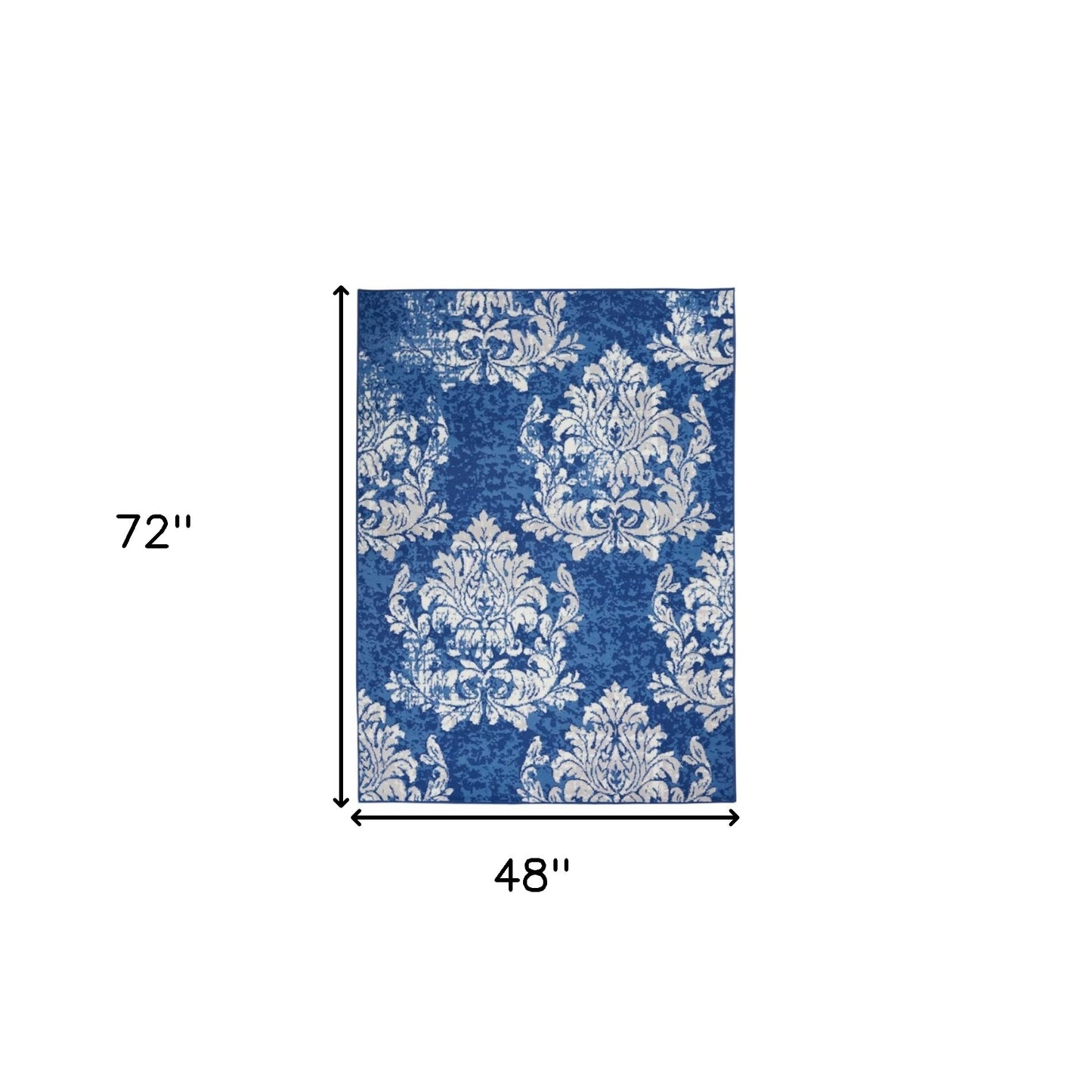 6' X 9' Navy Blue Floral Dhurrie Area Rug