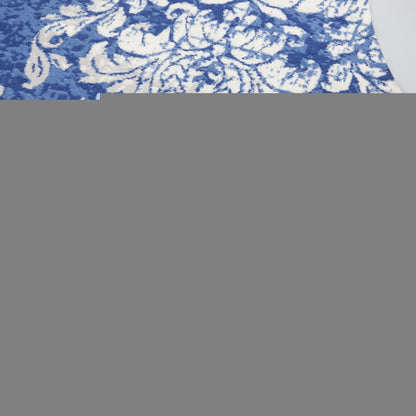 4' X 6' Ivory And Blue Damask Distressed Area Rug
