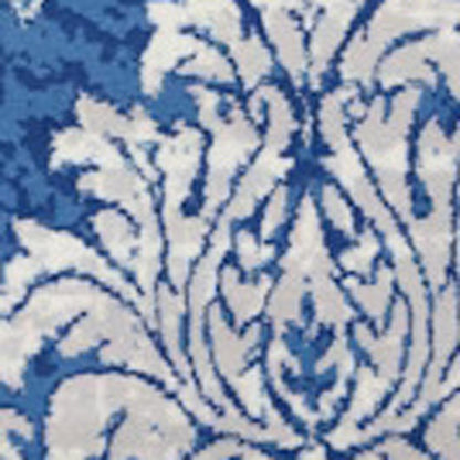 4' X 6' Ivory And Blue Damask Distressed Area Rug
