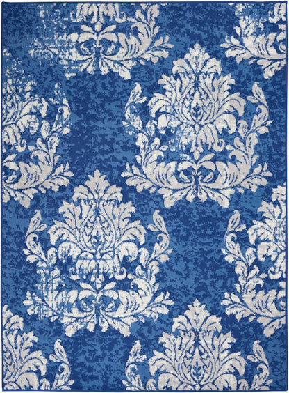 6' X 9' Navy Blue Floral Dhurrie Area Rug