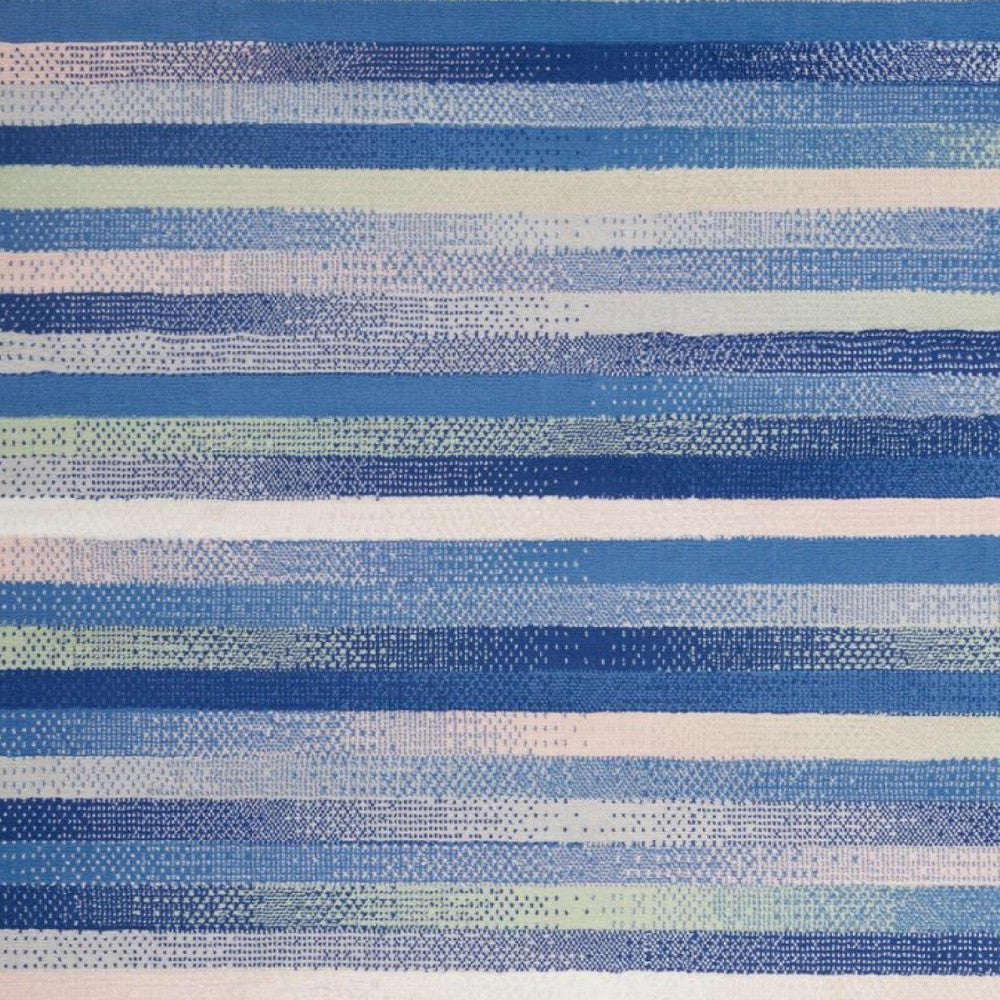 5' X 7' Blue And White Striped Dhurrie Area Rug