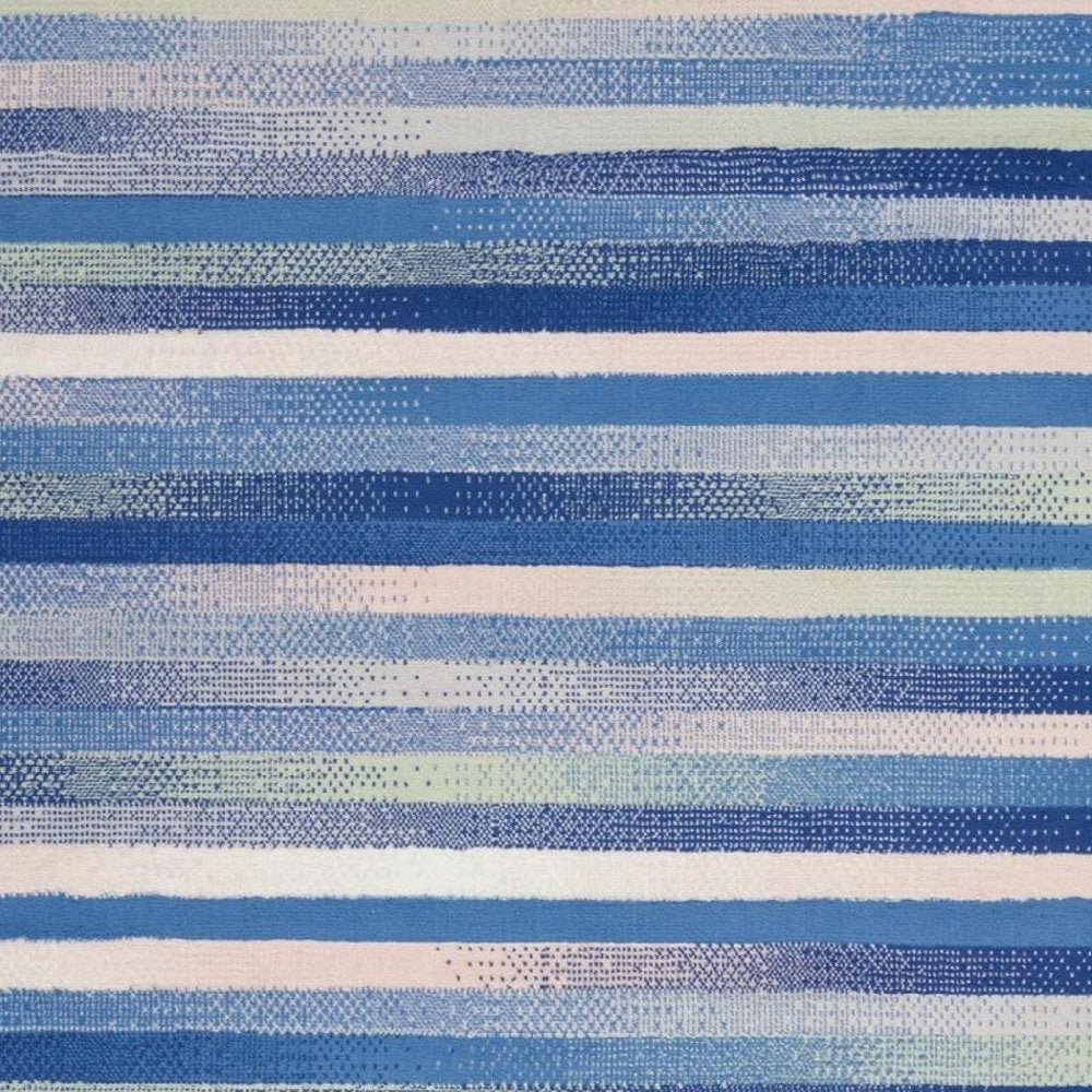 6' X 9' Blue And White Striped Distressed Area Rug