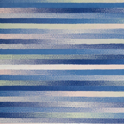 5' X 7' Blue And White Striped Dhurrie Area Rug