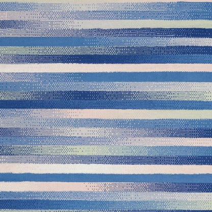 6' X 9' Blue And White Striped Distressed Area Rug