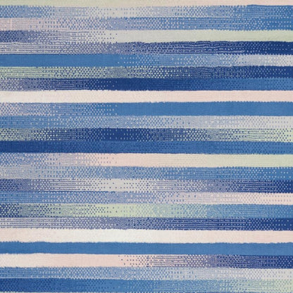 5' X 7' Blue And White Striped Dhurrie Area Rug