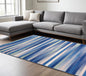 5' X 7' Blue And White Striped Dhurrie Area Rug