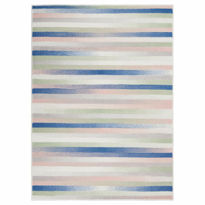 5' X 7' Navy Blue Striped Dhurrie Area Rug