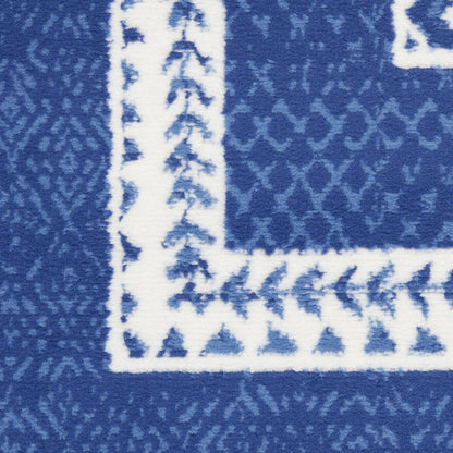4' X 6' Blue And White Geometric Area Rug