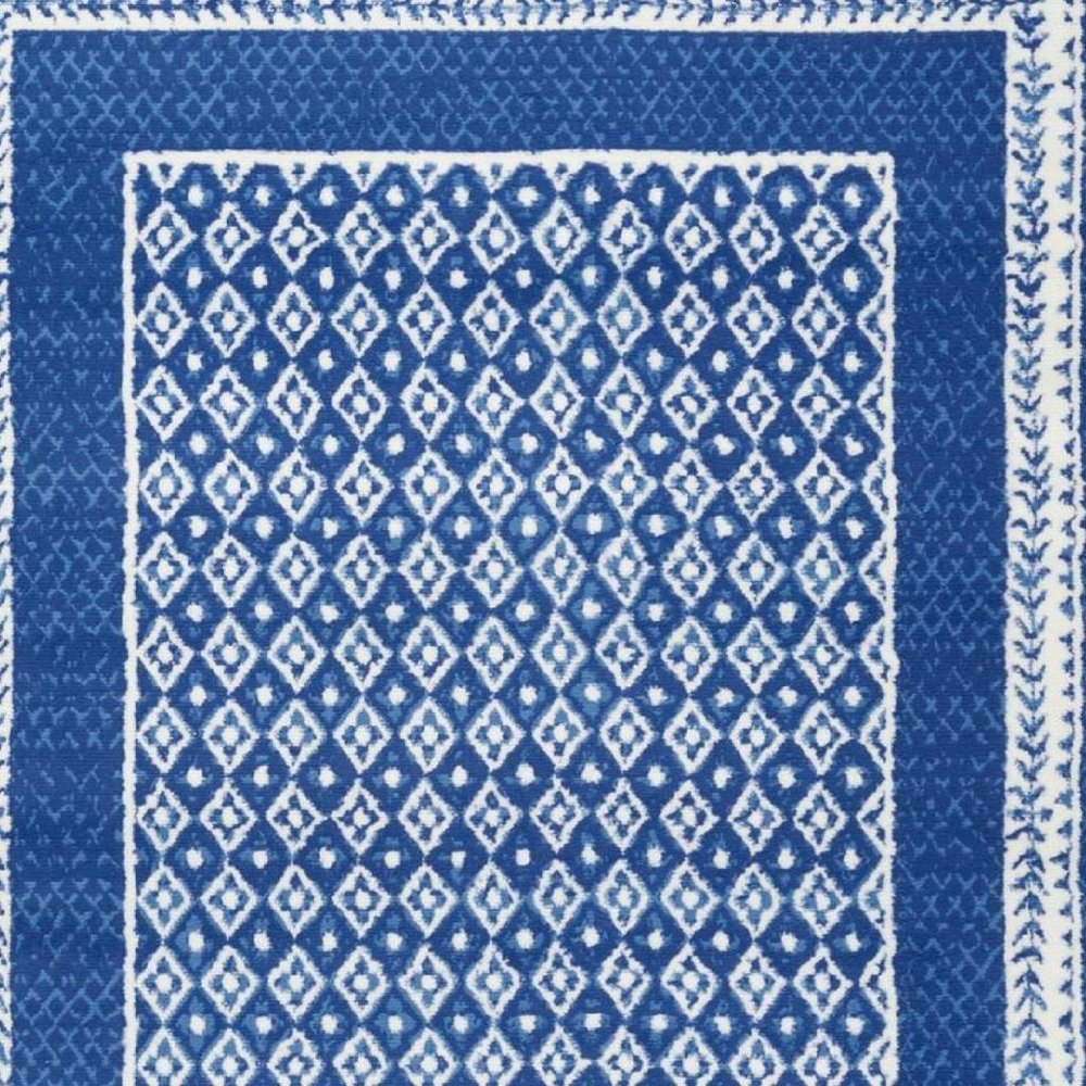 5' X 7' Blue And White Geometric Area Rug