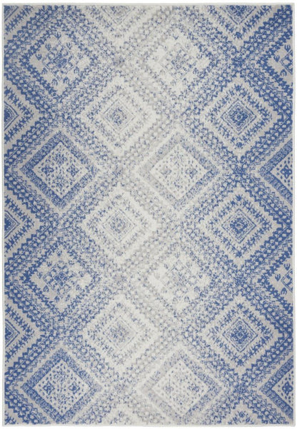 6' X 9' Ivory And Blue Geometric Area Rug