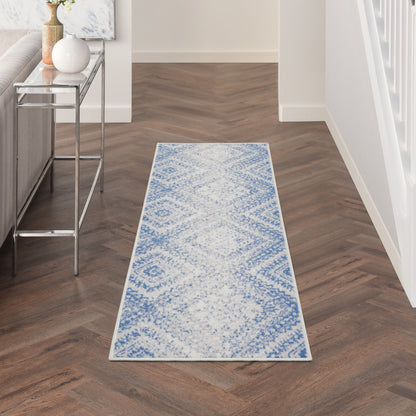 4' X 6' Light Blue Geometric Dhurrie Area Rug