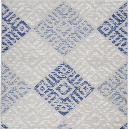 5' X 7' Blue And Gray Geometric Area Rug
