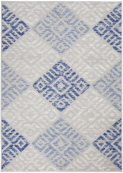 4' X 6' Blue And Gray Geometric Area Rug