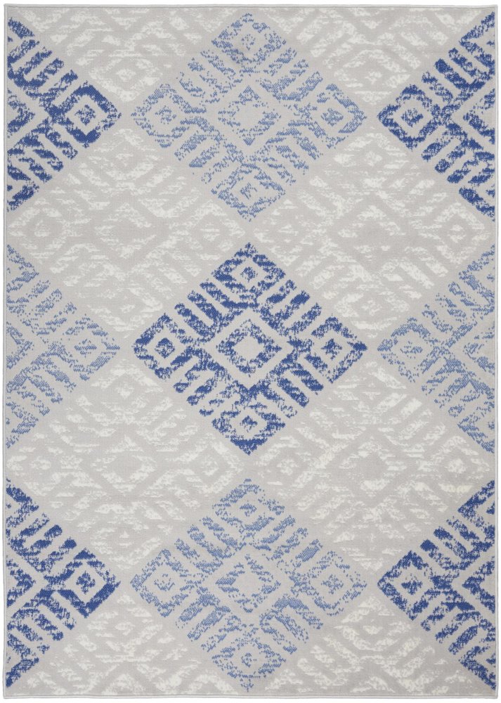 5' X 7' Blue And Gray Geometric Area Rug