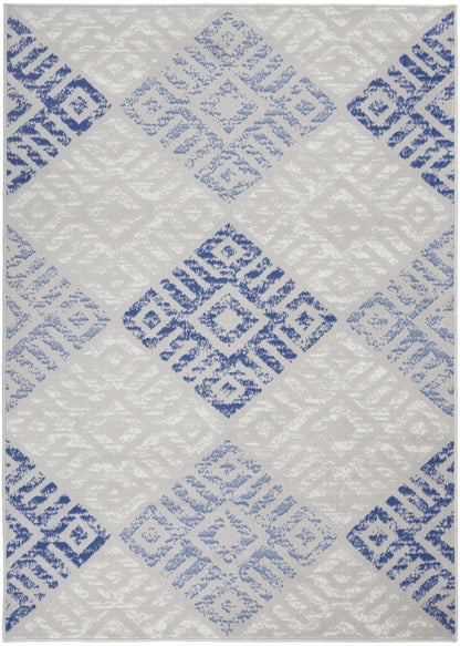 5' X 7' Blue And Gray Geometric Area Rug