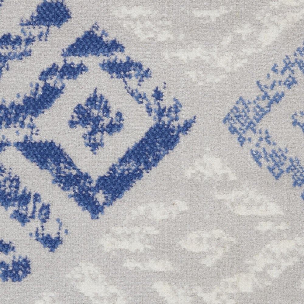 5' X 7' Blue And Gray Geometric Area Rug