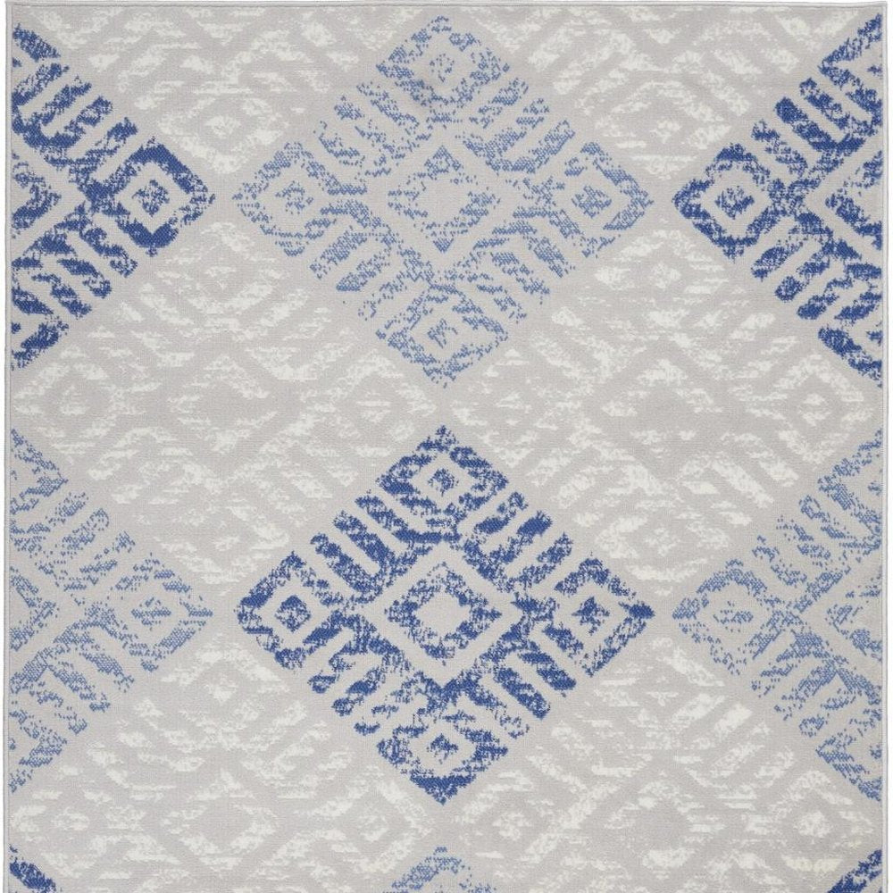 5' X 7' Blue And Gray Geometric Area Rug