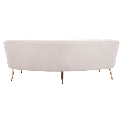 86" White Polyester Sofa With Gold Legs