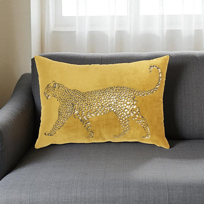 Bold Golden Leopard Lumbar Pillow