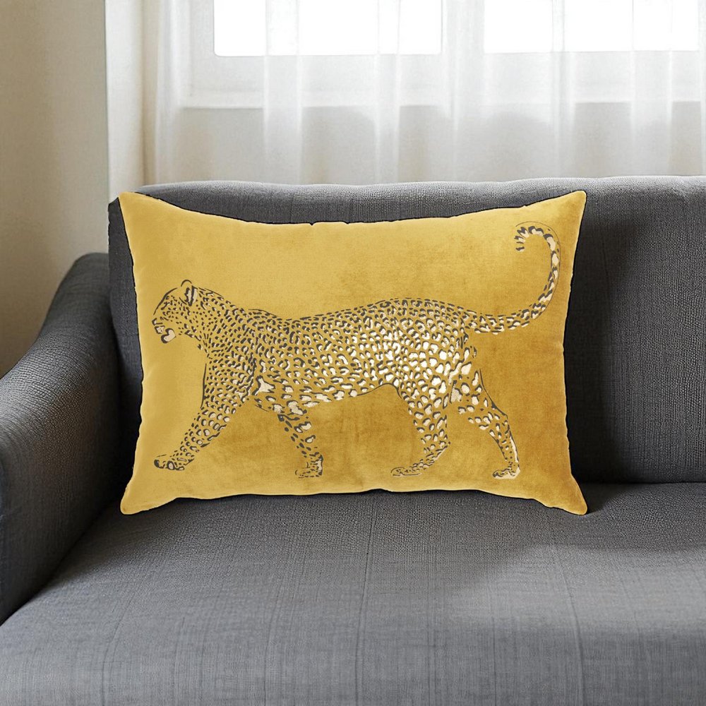 Bold Golden Leopard Lumbar Pillow