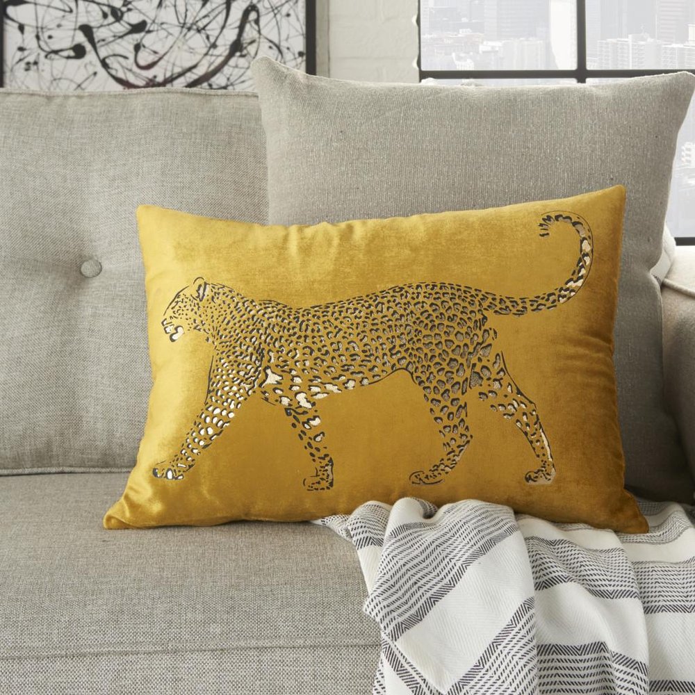 Bold Golden Leopard Lumbar Pillow