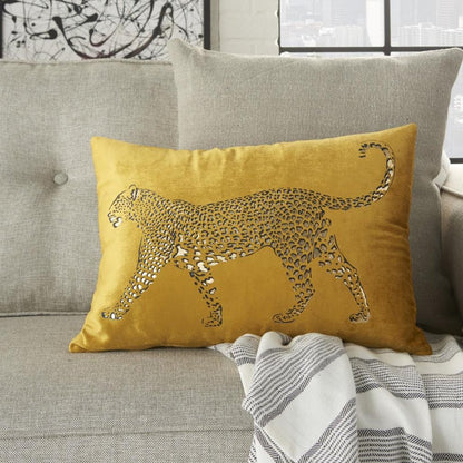 Bold Golden Leopard Lumbar Pillow