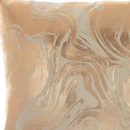 Pink Accent Throw Pillow With Rose Gold Swirl Design